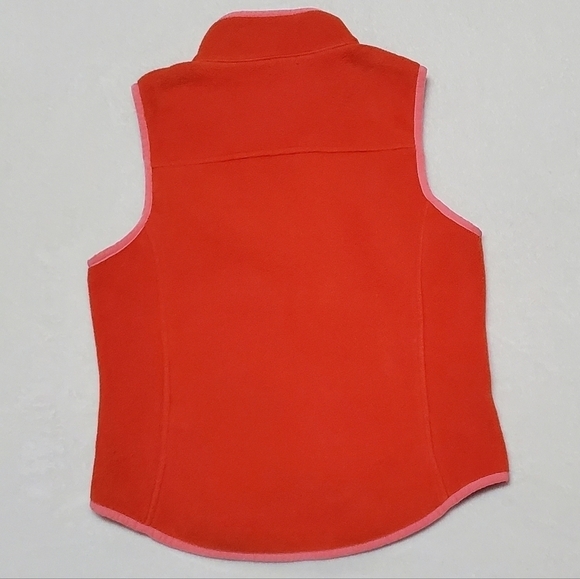 VINTAGE 80s J. Crew Neon Pink Orange Polartec Fleece Full-zip Mock Neck Vest - Picture 7 of 13